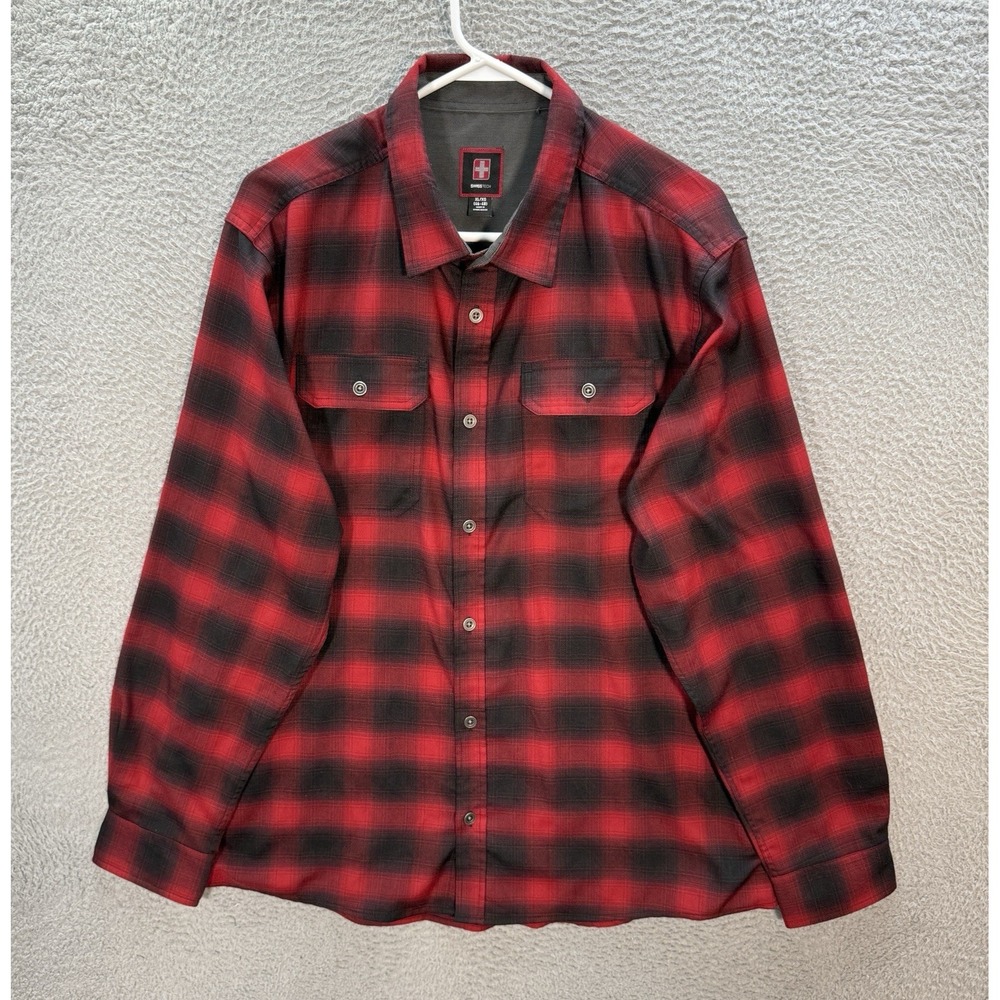 Swiss Tech Shirt‎ Adult XL Multicolor Plaid Check Performance Stretch Workwear